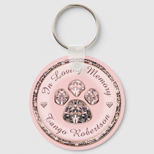 Pretty Pink Paw Print Key Ring (Front)