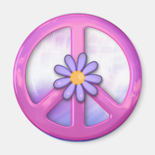 Pretty Pink Peace Sign Magnet