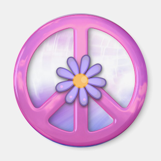 Pretty Pink Peace Sign Magnet (Front)
