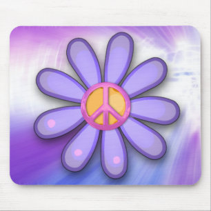 Pretty Pink Peace Sign Mouse Mat