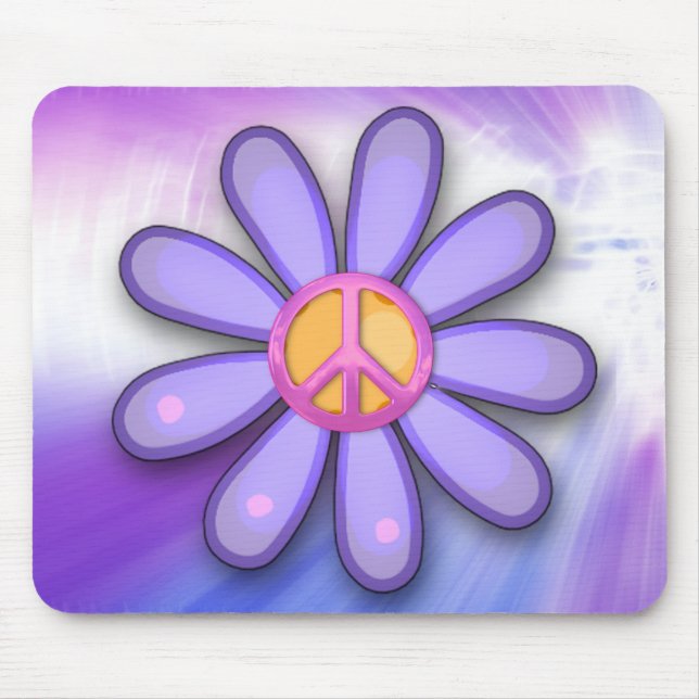 Pretty Pink Peace Sign Mouse Mat (Front)