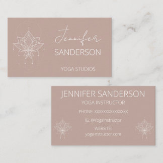 Pretty Pink Peach Boho Floral Lotus Yoga Business Card