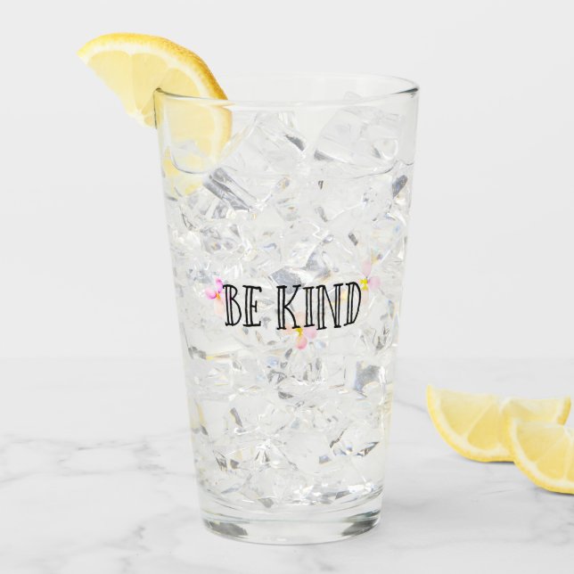 Pretty Pink Peach Flowers Be Kind Glass (Front Ice)