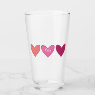 Pretty Pink & Peach Hearts Glass