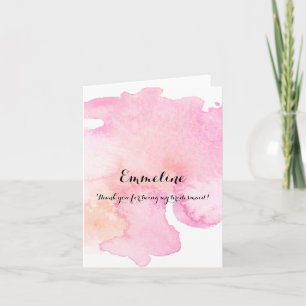 Pretty Pink Peach Watercolor Thank you bridesmaid