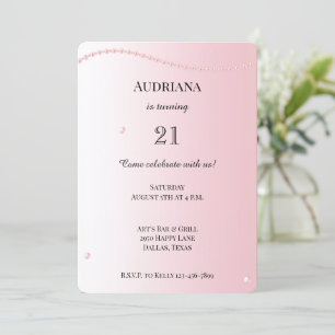 Pretty Pink Pearls Glam Birthday Invitation