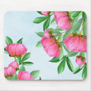Pretty Pink Peonies Bouquet Mouse Mat