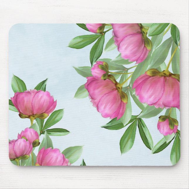 Pretty Pink Peonies Bouquet Mouse Mat (Front)