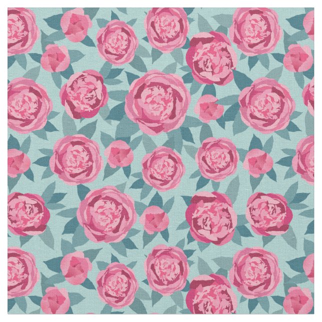 Pretty Pink Peonies Fabric (Close Up)