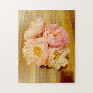 Pretty Pink Peonies Floral Bouquet Jigsaw Puzzle
