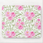 Pretty Pink Peonies Floral Bouquet Pattern Mouse Mat<br><div class="desc">Add a feminine accent to your desk with this pink floral theme mousepad. It features watercolor floral pattern of pink peonies and roses bouquet. This will be perfect as a gift for all occasions.</div>