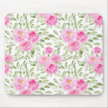 Pretty Pink Peonies Floral Bouquet Pattern Mouse Mat<br><div class="desc">Add a feminine accent to your desk with this pink floral theme mousepad. It features watercolor floral pattern of pink peonies and roses bouquet. This will be perfect as a gift for all occasions.</div>