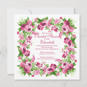 Pretty Pink Peonies Floral Bridal Shower Invitation