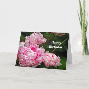Pretty Pink Peonies Floral Photo Birthday Card