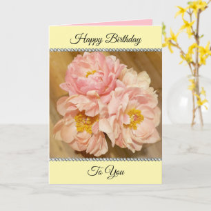 Pretty Pink Peonies Happy Birthday Card