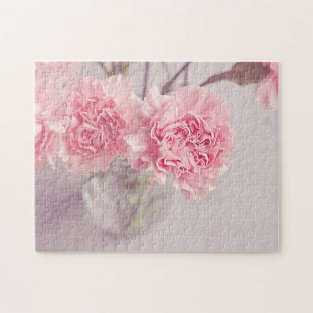 Pretty Pink Peonies in Glass Vase Jigsaw Puzzle (Horizontal)