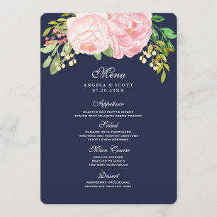 Pretty Pink Peonies Menu Cards (5x7)