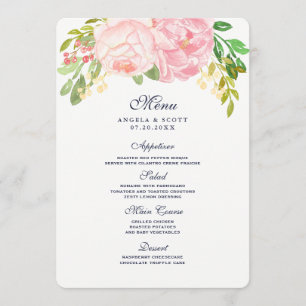 Pretty Pink Peonies Menu Cards (5x7)