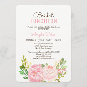 Pretty Pink Peony Bridal Luncheon Invitations