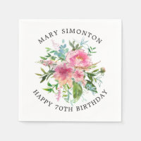 Pretty Pink Peony Floral 70th Birthday