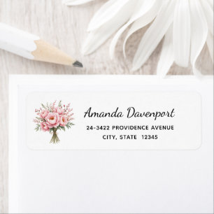 Pretty Pink Peony Flower Bouquet Address