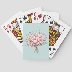 Pretty Pink Peony Flower Bouquet Playing Cards