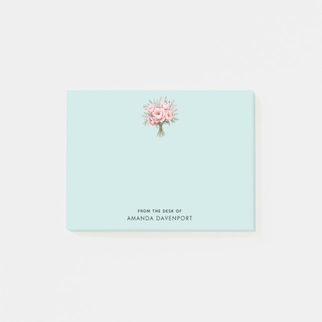 Pretty Pink Peony Flower Bouquet Post-it Notes (Front)