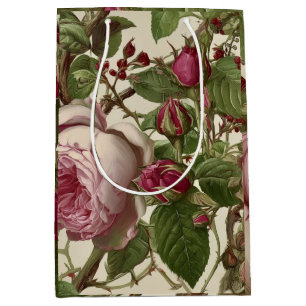 Pretty Pink Peony Flowers Medium Gift Bag