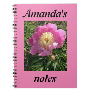 Pretty Pink Peony Photo Personalised Notebook