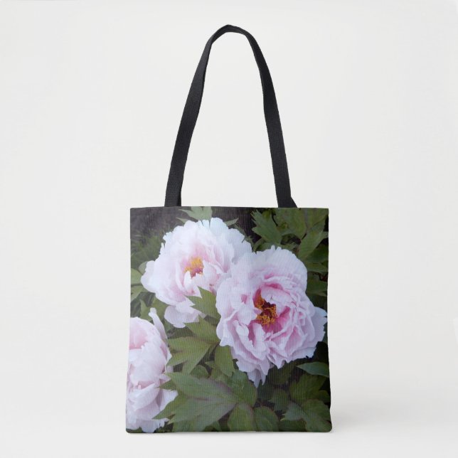 Pretty Pink Peony Printed Tote Bag (Front)