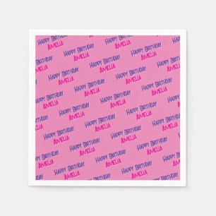 Pretty Pink personalised Birthday Napkin