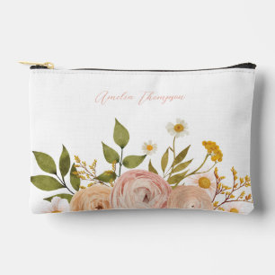 Pretty Pink Personalised Floral Accessory Pouch