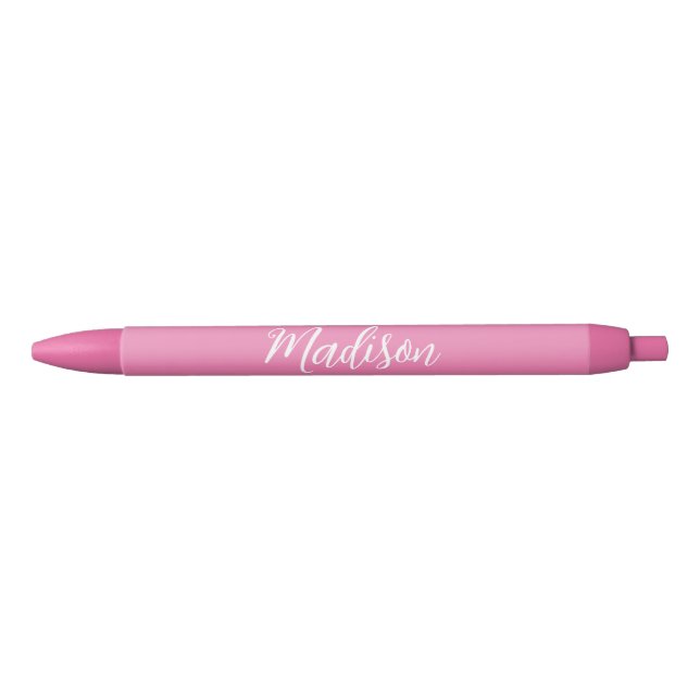 Pretty Pink Personalised Name Black Ink Pen (Front)
