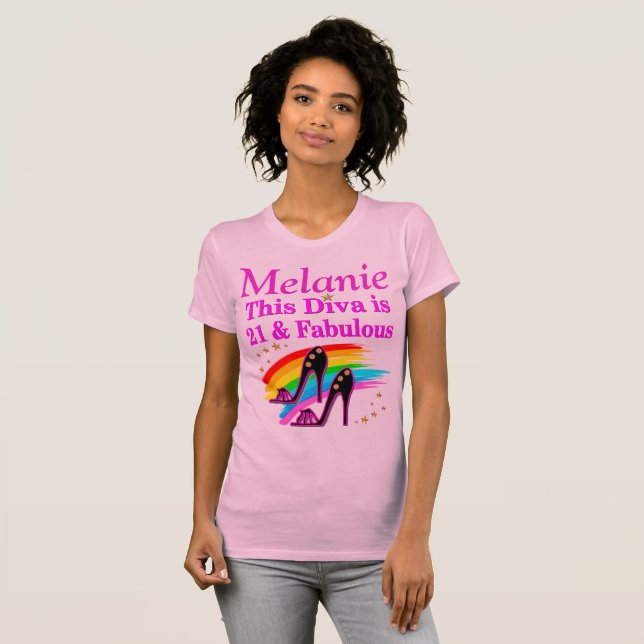 PRETTY PINK PERSONALIZED 21ST BIRTHDAY T SHIRT (Front Full)