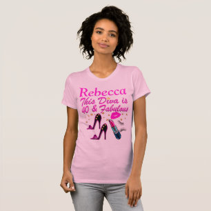 PRETTY PINK PERSONALIZED 40 AND FABULOUS T SHIRT