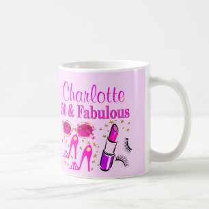 PRETTY PINK PERSONALIZED 50TH BIRTHDAY MUG