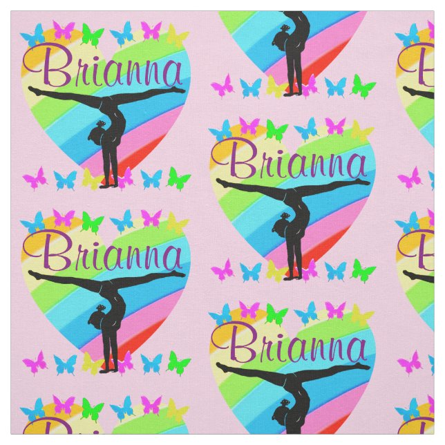 PRETTY PINK PERSONALIZED GYMNASTICS GIRL FABRIC (Swatch)