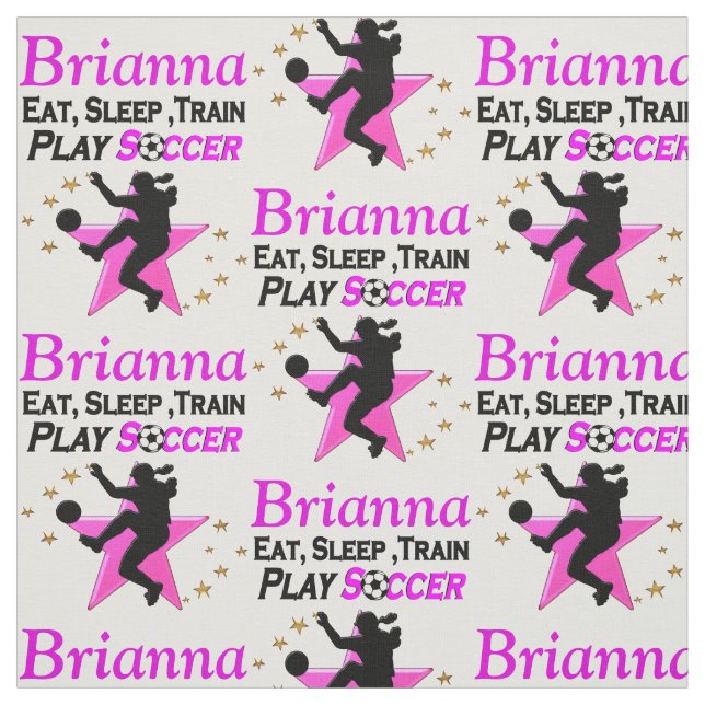 PRETTY PINK PERSONALIZED SOCCER GIRL FABRIC (Swatch)