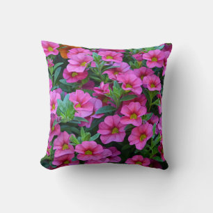Pretty pink petunia flowers cushion