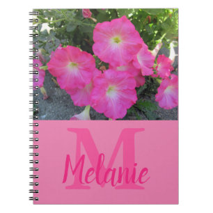 Pretty Pink Petunias Photo Monogram Notebook