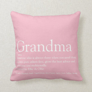 Pretty Pink Photo Grandma Grandmother Definition Cushion