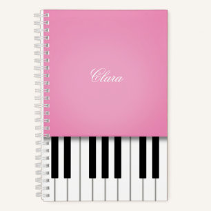 Pretty Pink Piano Music Keyboard Personalised Notebook