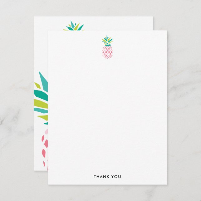 Pretty Pink Pineapples Thank You Note Cards (Front/Back)