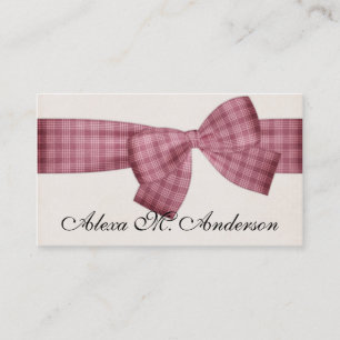Pretty Pink Plaid Bow Business Cards