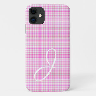 Pretty Pink Plaid with Monogram iPhone case