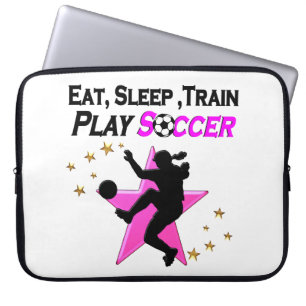 PRETTY PINK PLAYING SOCCER DESIGN LAPTOP SLEEVE