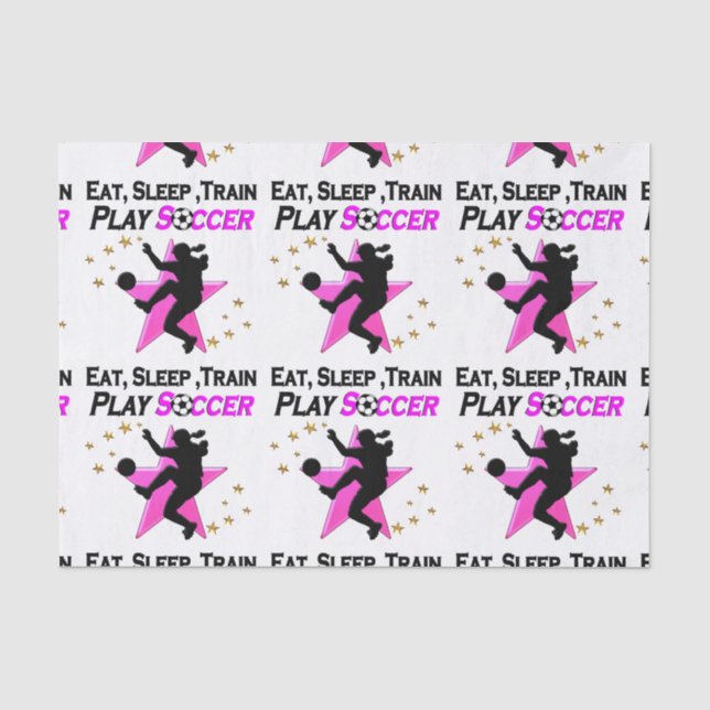 PRETTY PINK PLAYING SOCCER DESIGN TISSUE PAPER (Front)