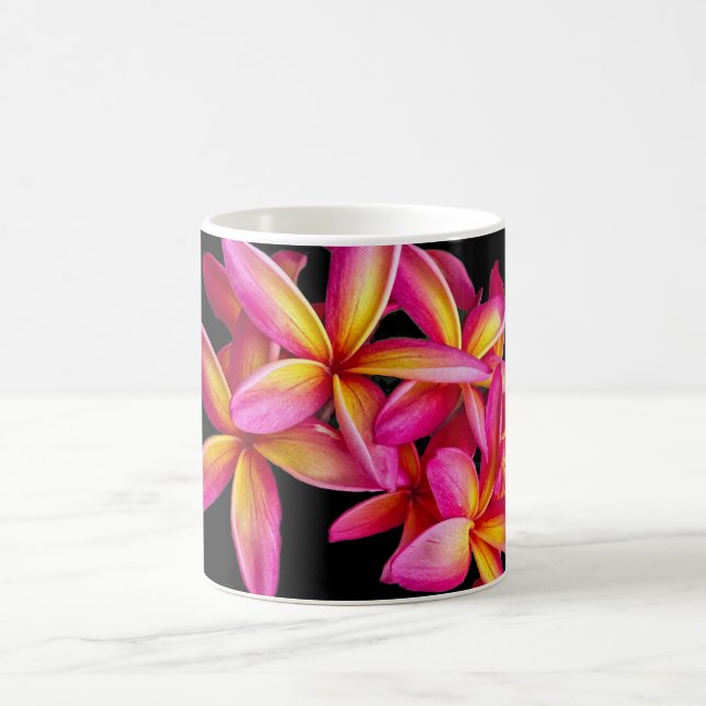 Pretty Pink Plumeria Floral Photo Coffee Mug (Center)