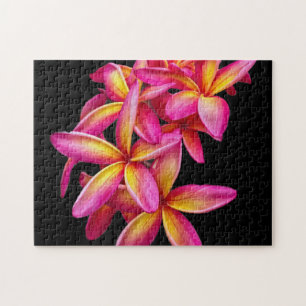 Pretty Pink Plumeria Floral Photo Jigsaw Puzzle