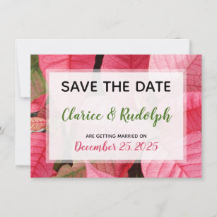 Pretty Pink Poinsettia Save the Date Card